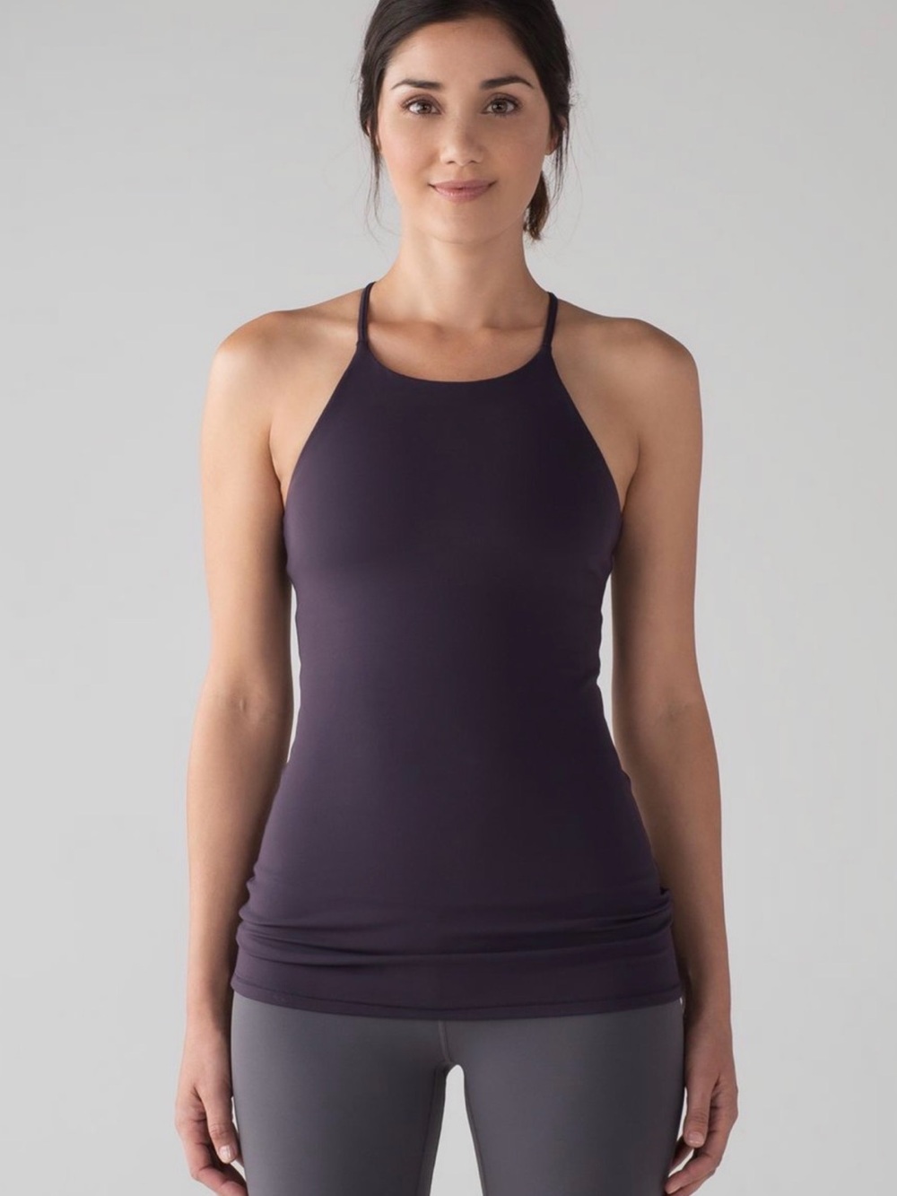 Women's Lululemon High Neck Sunsetter Tank in boysenberry.